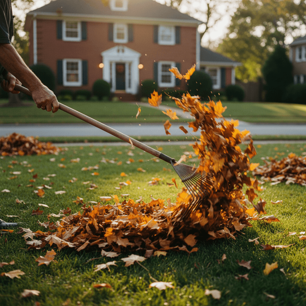 Fall leaf cleanup service